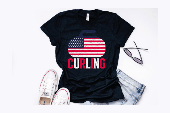 American Flag Curling Stone Design