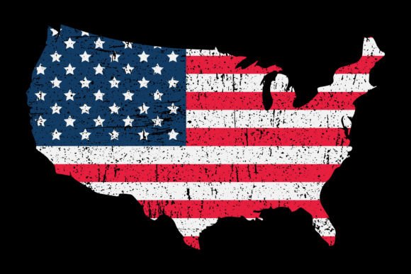 Distressed USA Vintage Flag Map Design Graphics
