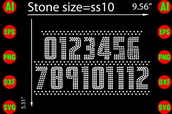 Number Rhinestone Templates Design Graphics