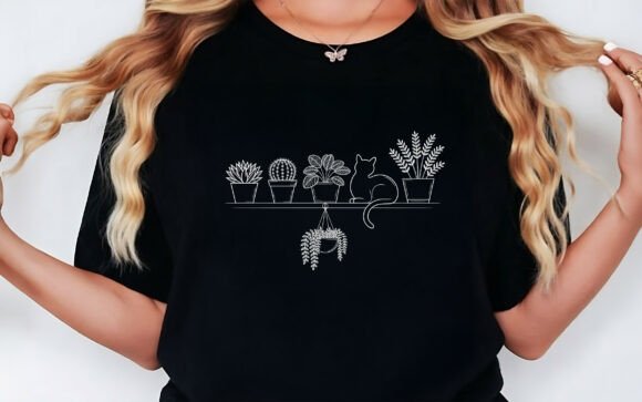 Plant Cat Lover T-shirt Design SVG PNG