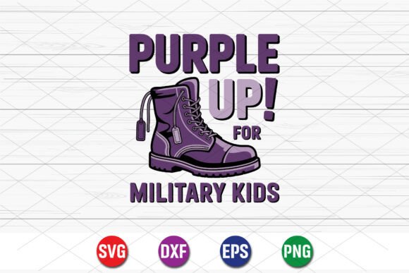 Purple Up Military Kids Boot Design Graphics
