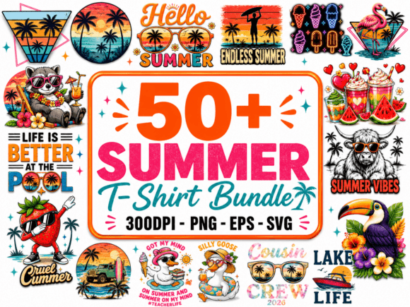 Retro Summer T-Shirt Design Bundle
