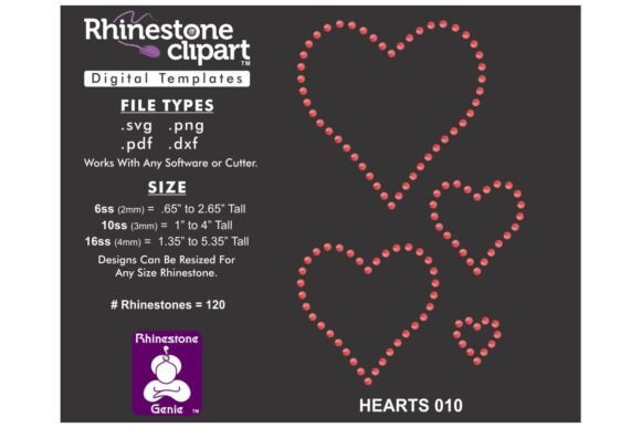 Rhinestone Template Design HEARTS 010
