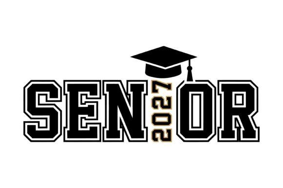 Senior 2027 Graduation Cap Design for Graphics and T-Shirt Designs